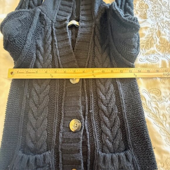 Vintage Old Navy Sweater Women Small Black Hoodie Jacket Chunk Knit button Y2K - Picture 6 of 12